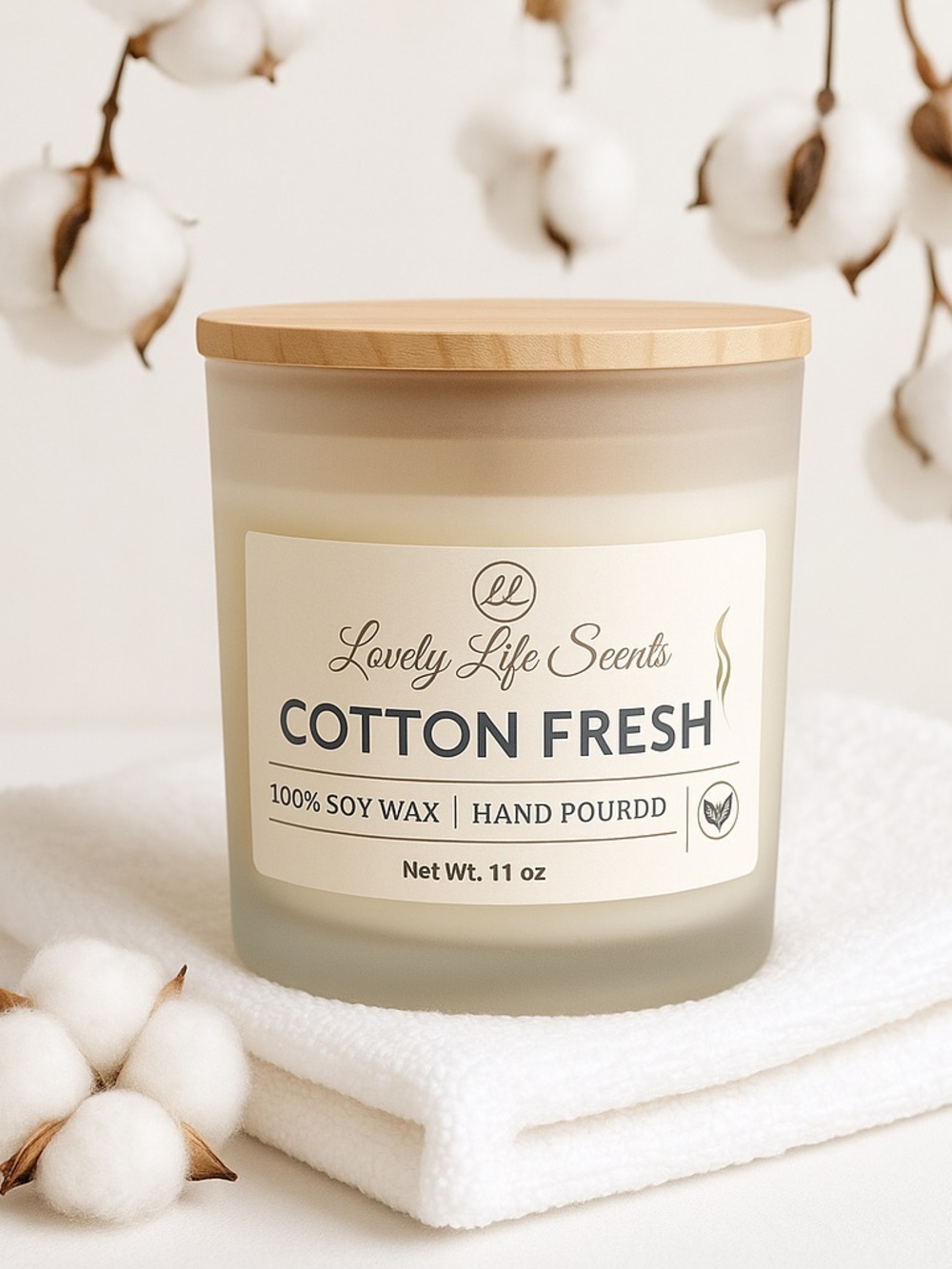 Cotton Fresh 11oz Premium Soy Wax Candle from Lovely Life Scents